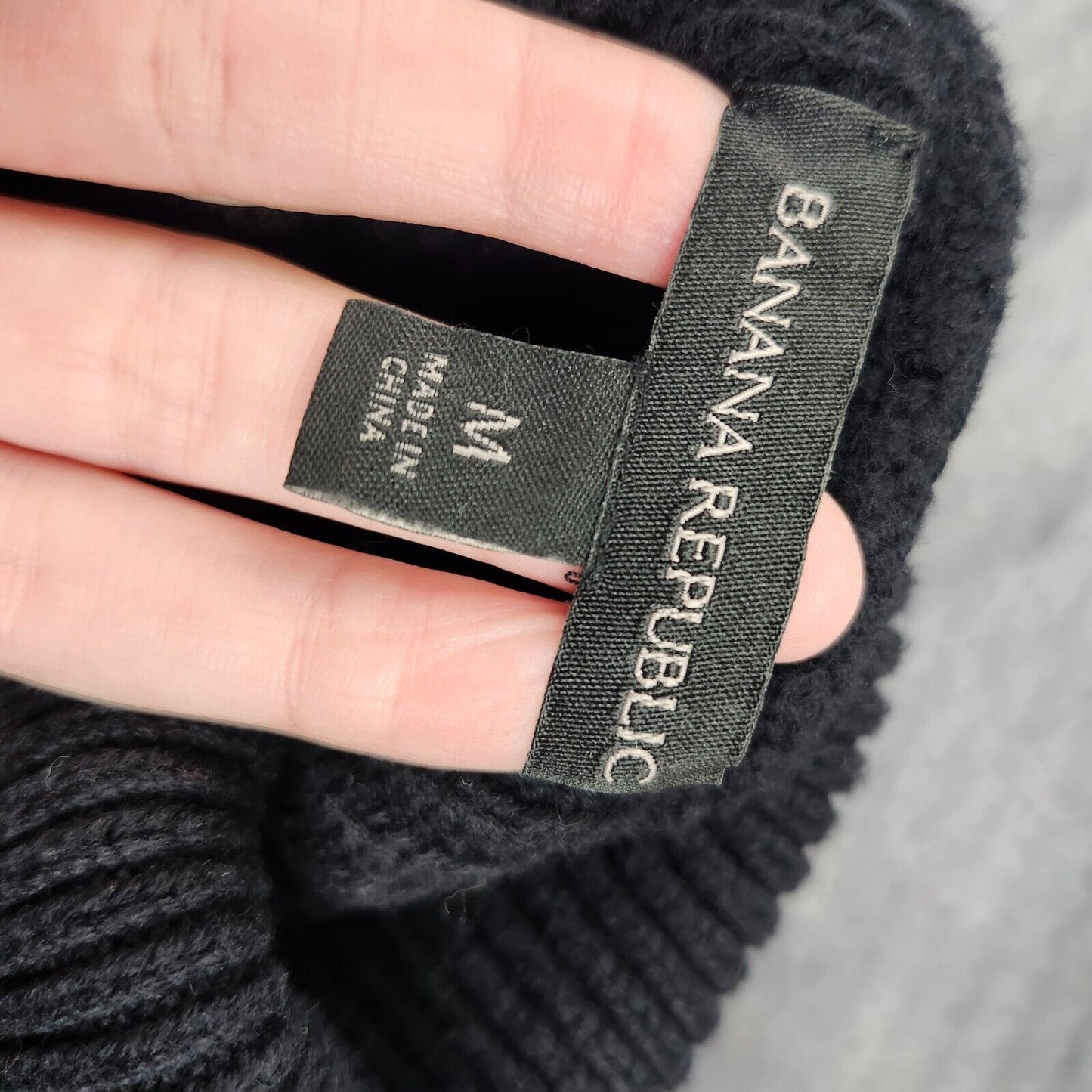 Banana Republic Women's Black Cowl Turtleneck Heavy Knit Sweater Dress Medium