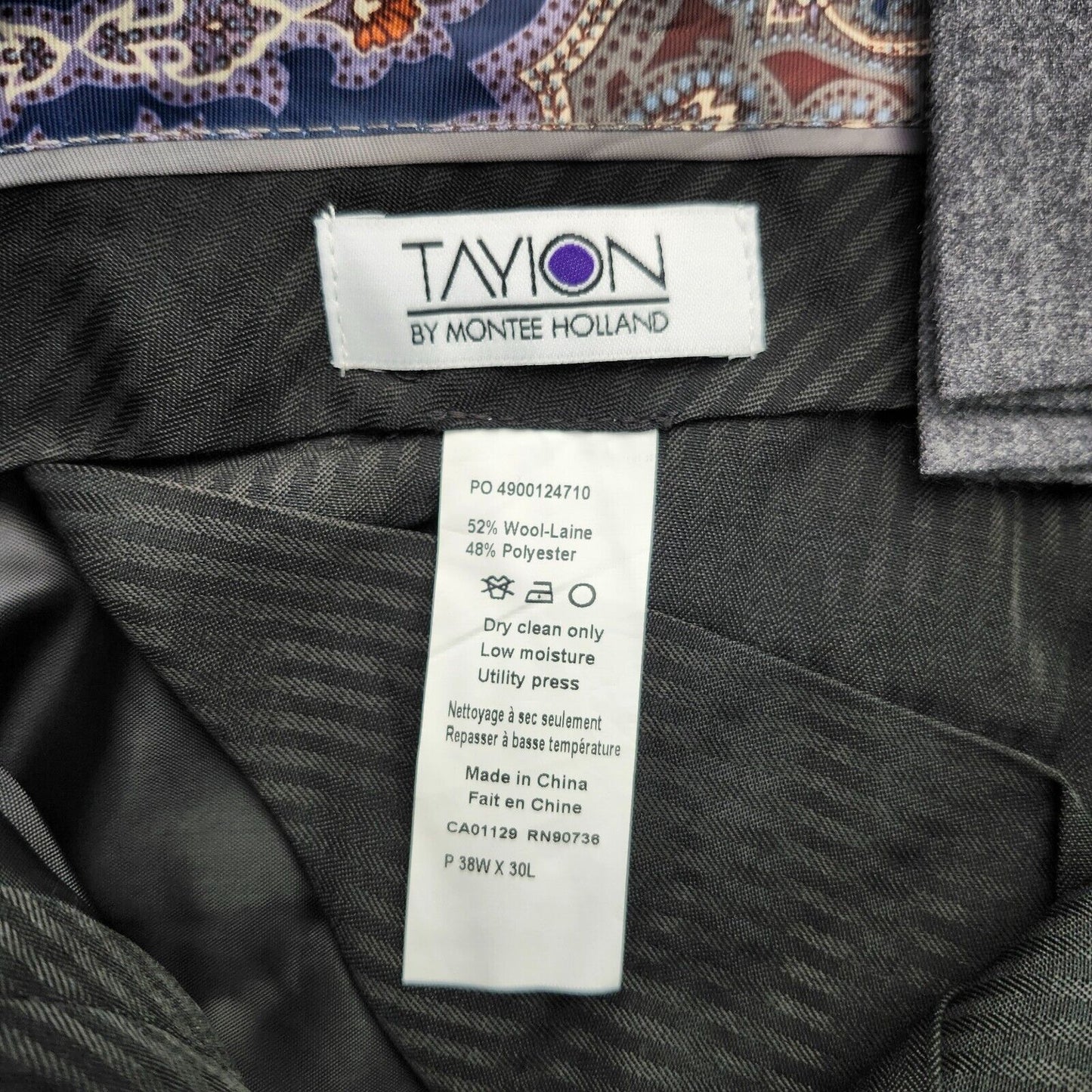 Tayion By Montee Holland Mens Classic-Fit Wool-Blend Dress Pants 38W x 30L Grey