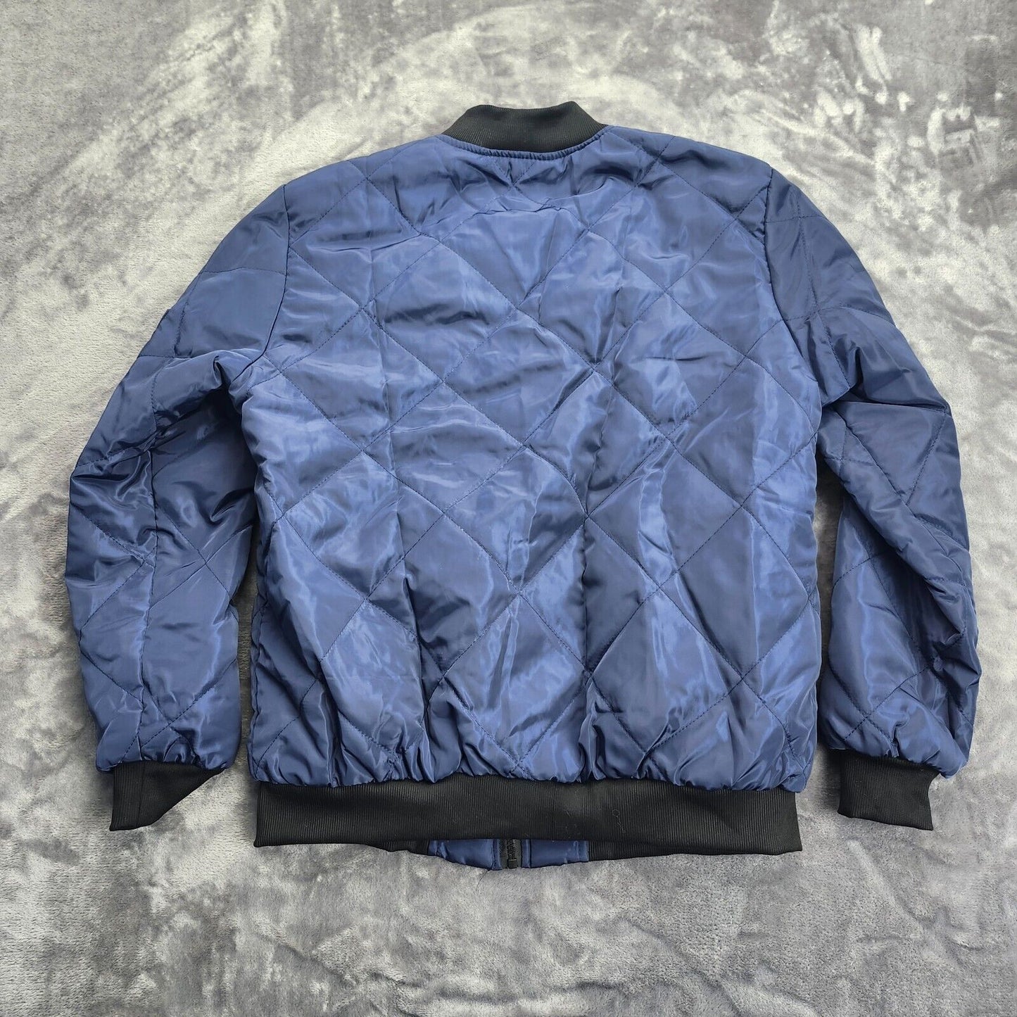 Men's Quilted Lightweight Bomber Jacket Navy Blue Size XL