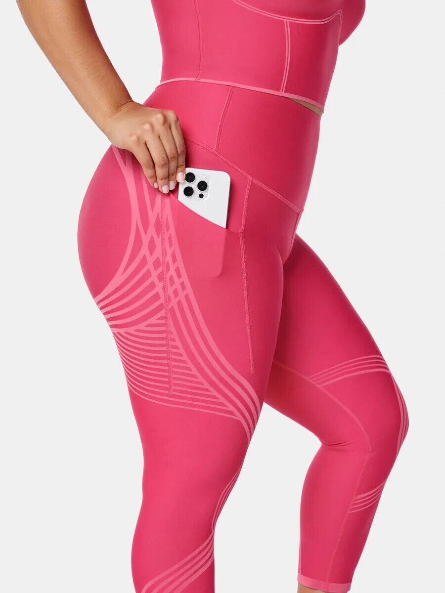 Fanka Women's Compression Body Sculpt Resistance Leggings w Pockets Magenta XL