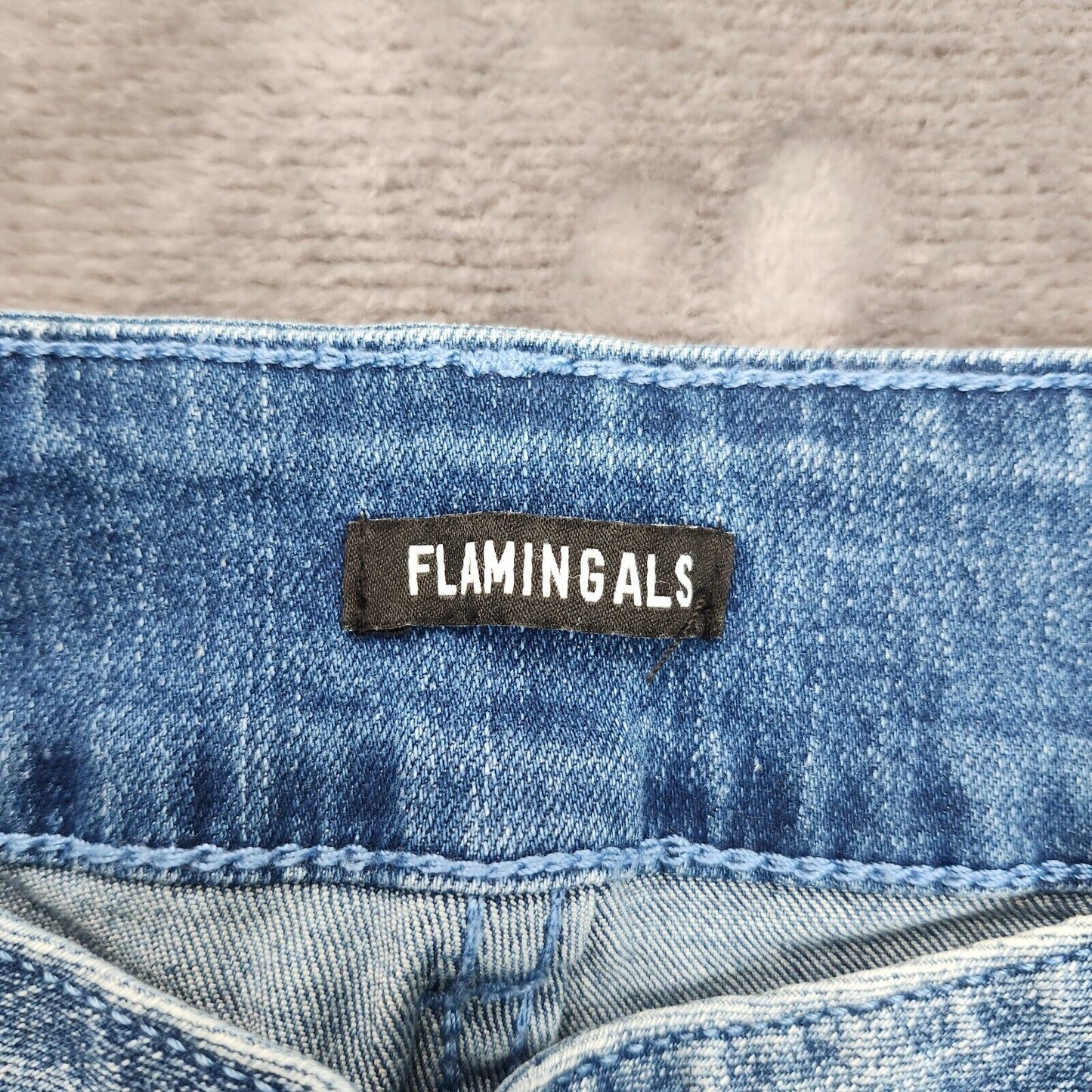 Flamingals Women's Wide Leg Faded Blue Jeans Size Medium
