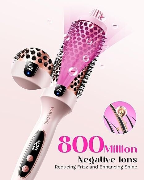 Wavytalk Thermal Brush, 1.5 Inch Blowout Express Ionic Heated Round Brush Pink