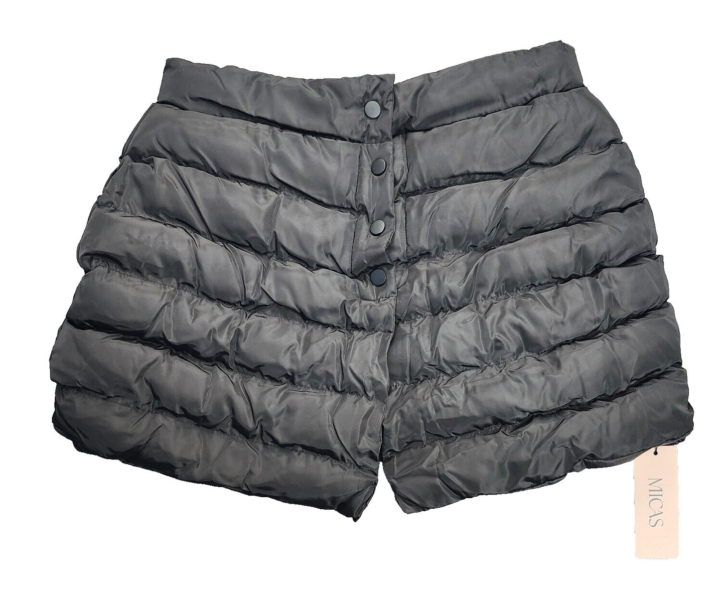 MICAS Womens Solid Button Up Puffer Mini Skirt Medium