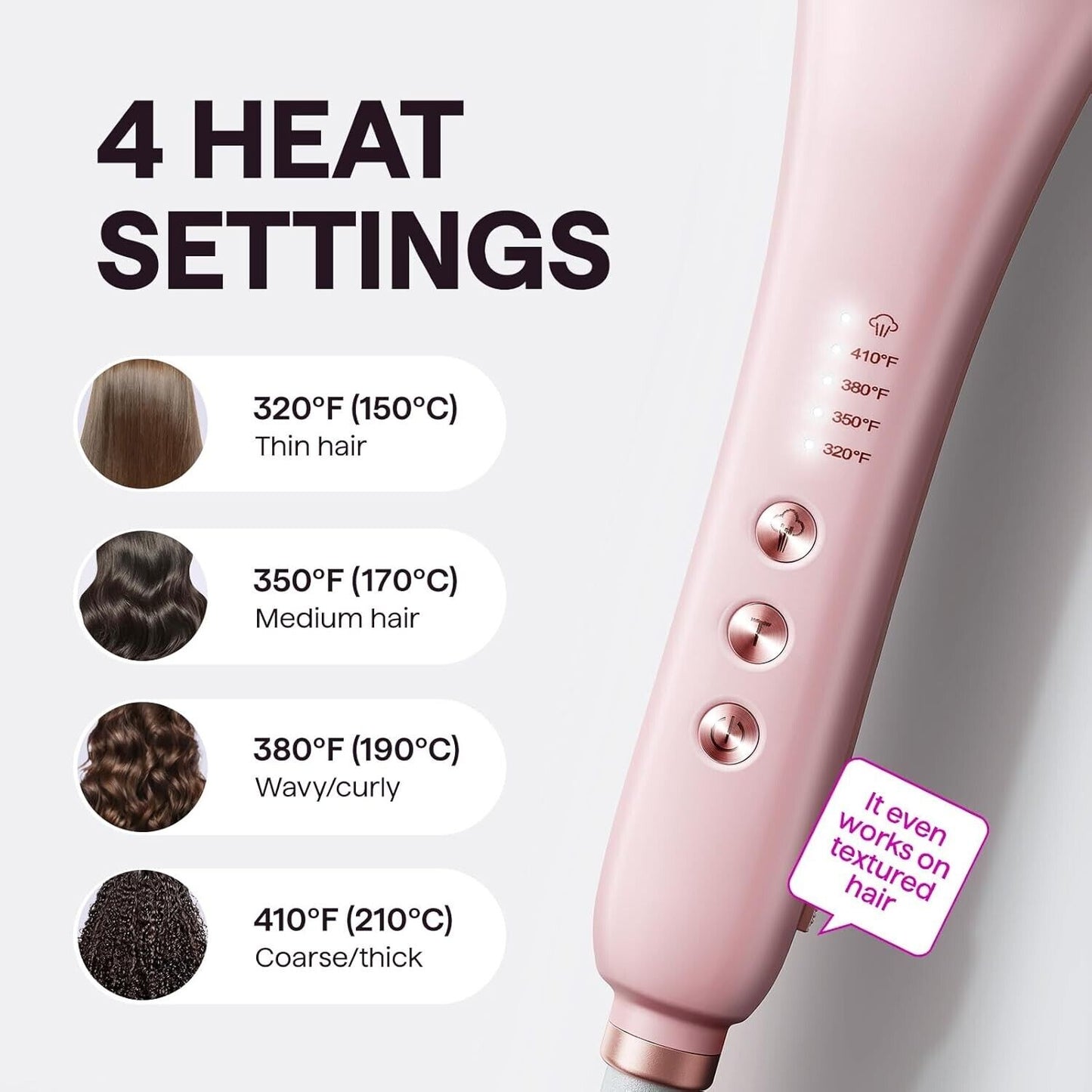 Wavytalk Pro Ceramic Heated Hair Straightening Brush, 3 in 1 with Steam, Pink