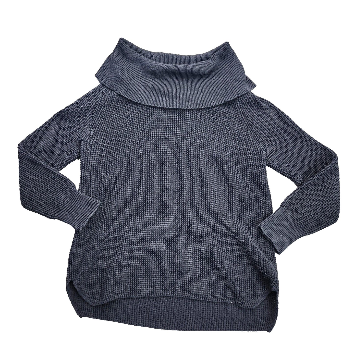 Michael Kors Oversized Waffle knit Cowl Sweater Blue Medium