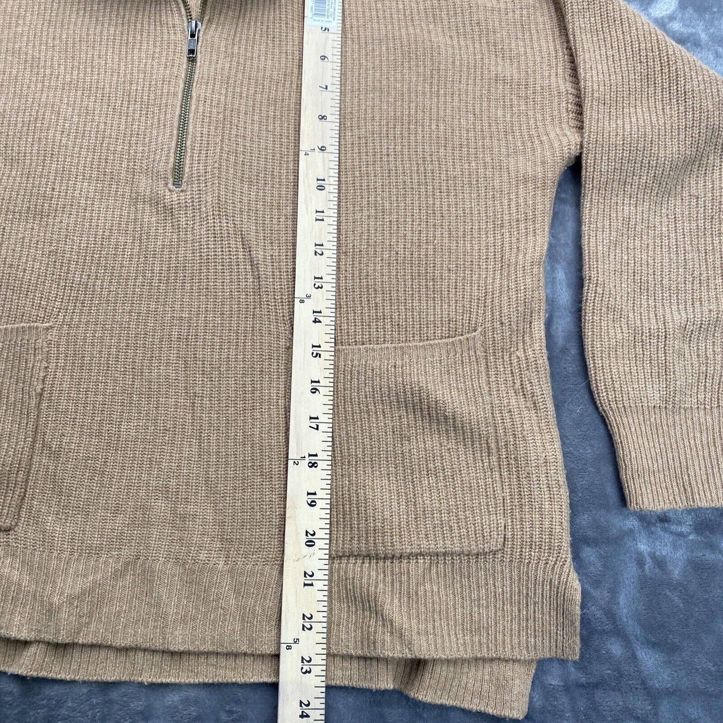 Madewell Glenbrook Half Zip Sweater Merino Wool High-Low Slouchy Brown Size M
