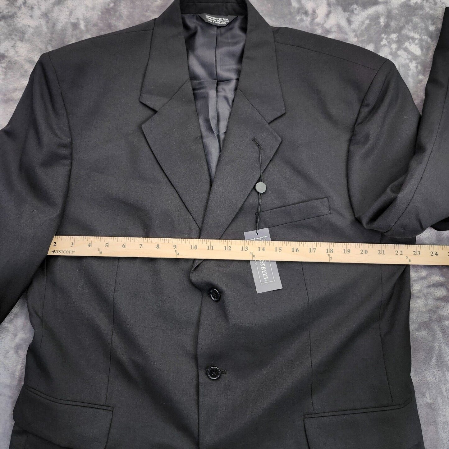 NWT Wall Street Mens Blazer Black 44 Long Polyester/Wool Blend