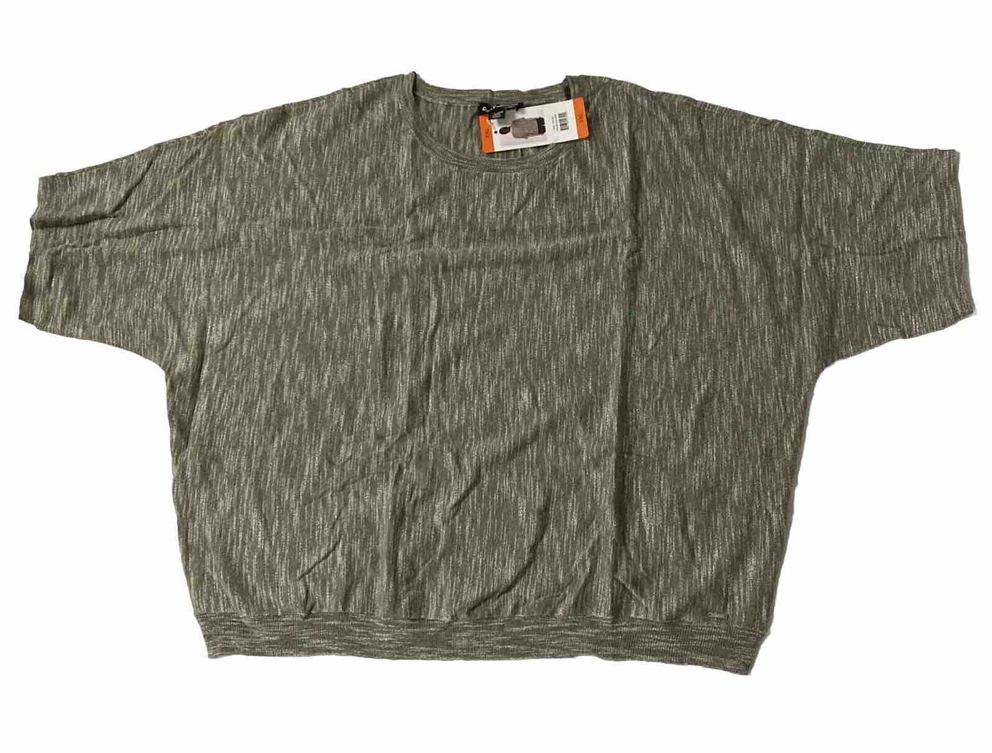 DKNY Jeans Shirt Top Women (Size XXL) Sag Sage Knit Pullover Short Sleeve