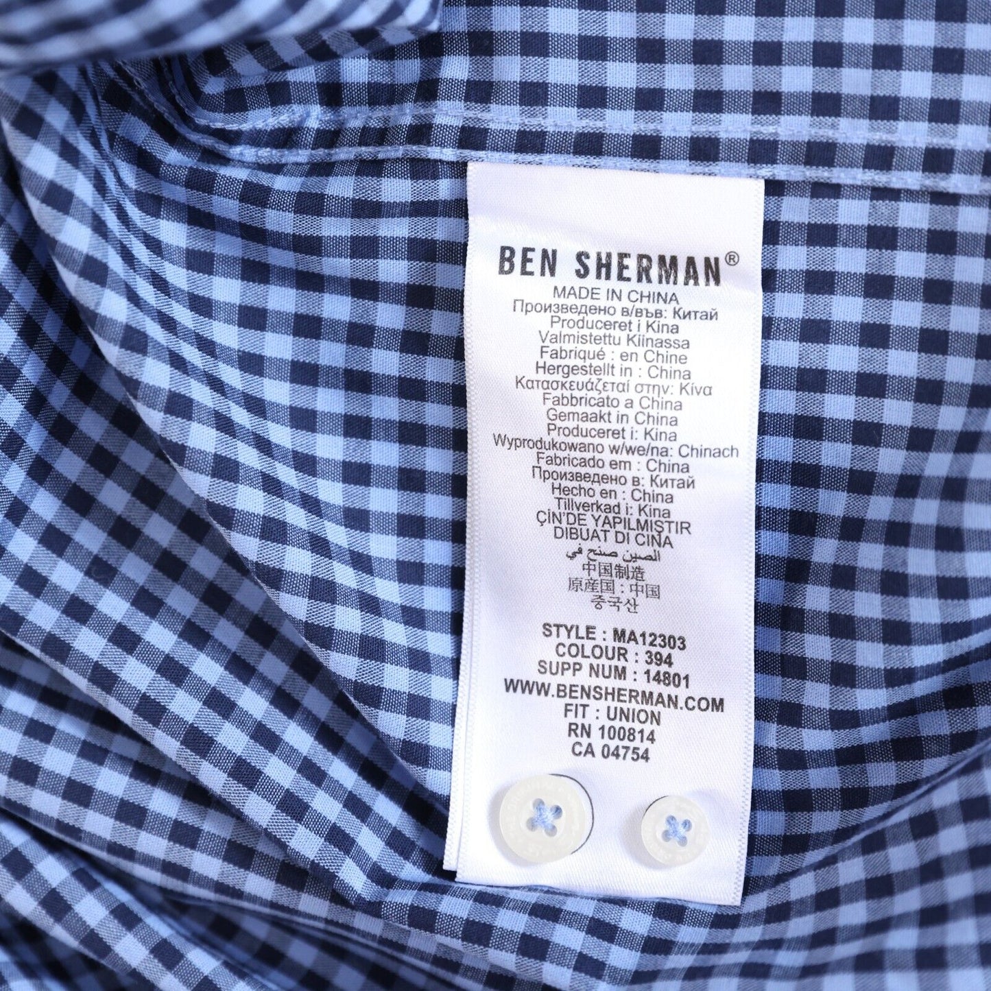Ben Sherman Blue Checked Button Down Long Sleeve Mens Medium