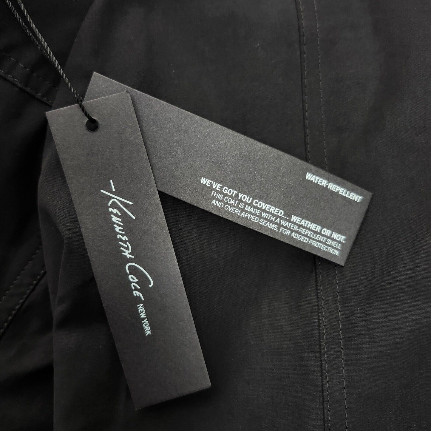 NWT Men’s Kenneth Cole New York Black Trench Rain Coat w/ Belt 42 Regular