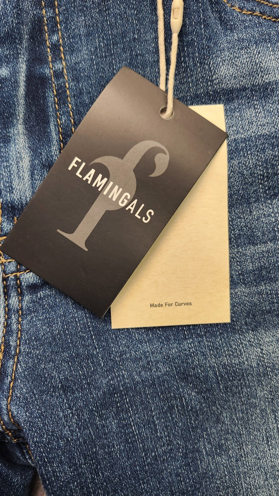 Flamingals faded blue denim flame embroidered Womens Medium