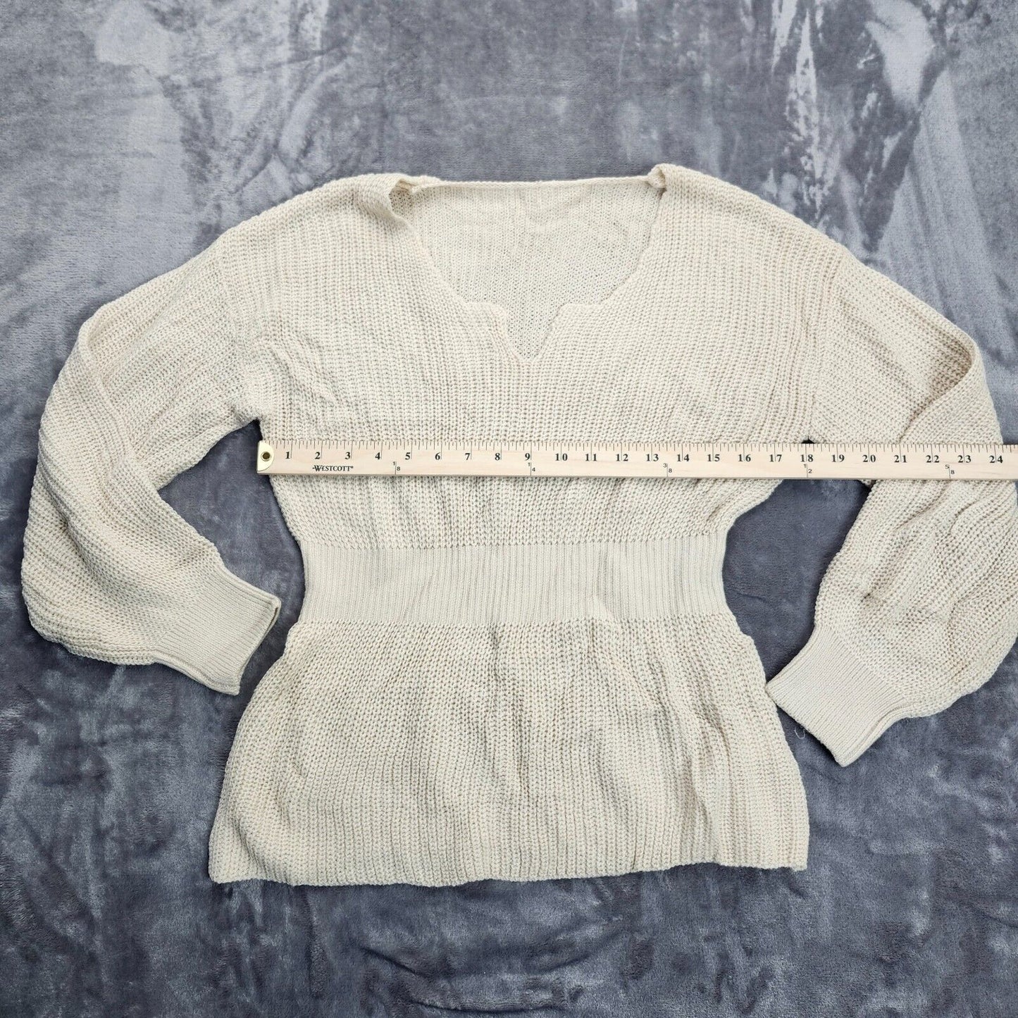 Womens Waist Knit Sweater Tops Casual Long Sleeve Notch Neck Small