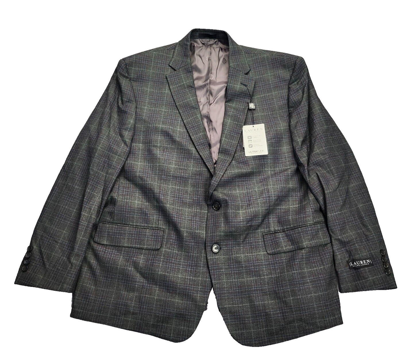 Lauren Ralph Lauren Polyester Green Plaid Suit Jacket Blazer 48R NWT