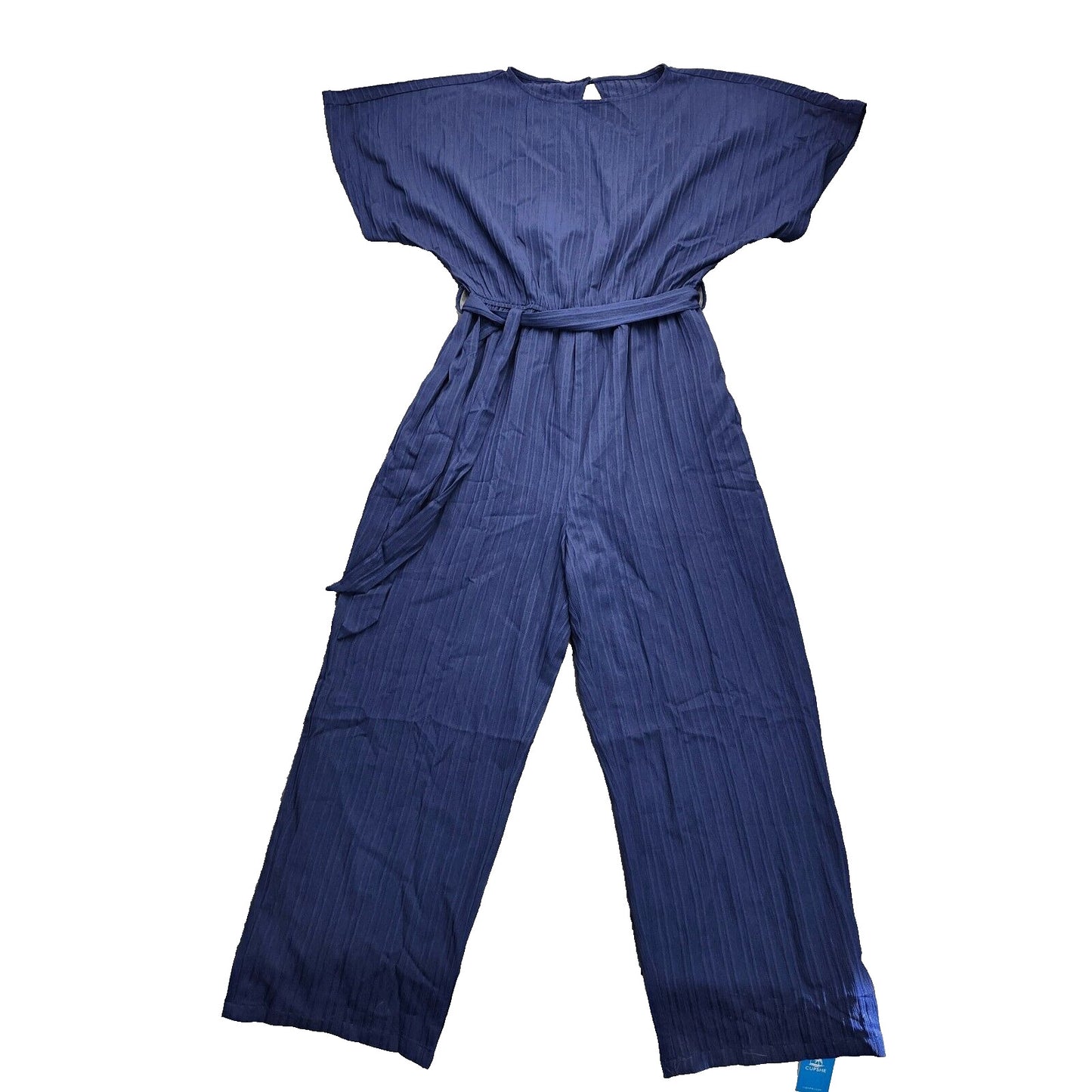 CUPSHE Womens Blue Boatneck Short Sleeve Straight Leg Jumpsuit Small