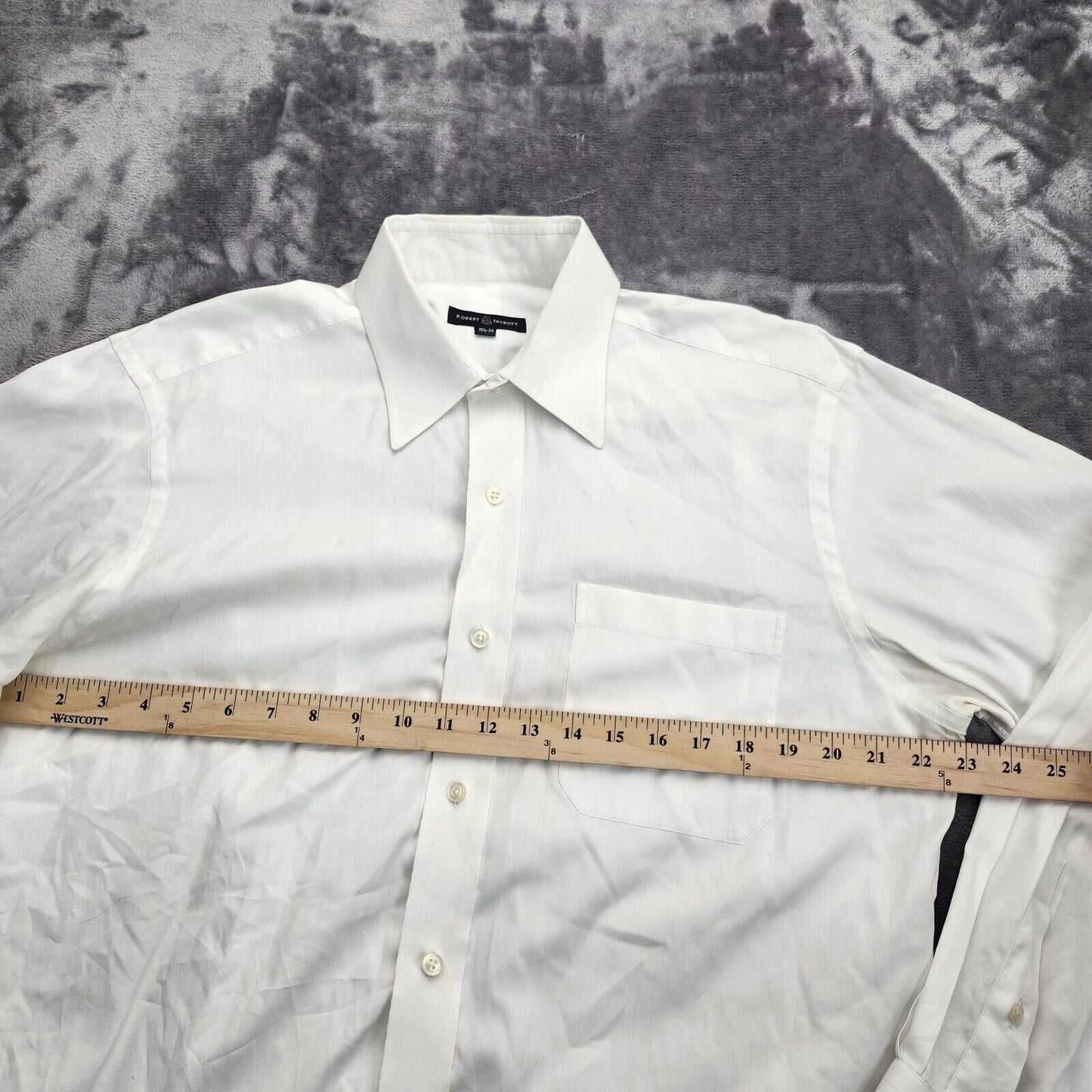 Robert Talbott Mens Dress Shirt Size 15.5/34 White Cotton Button up
