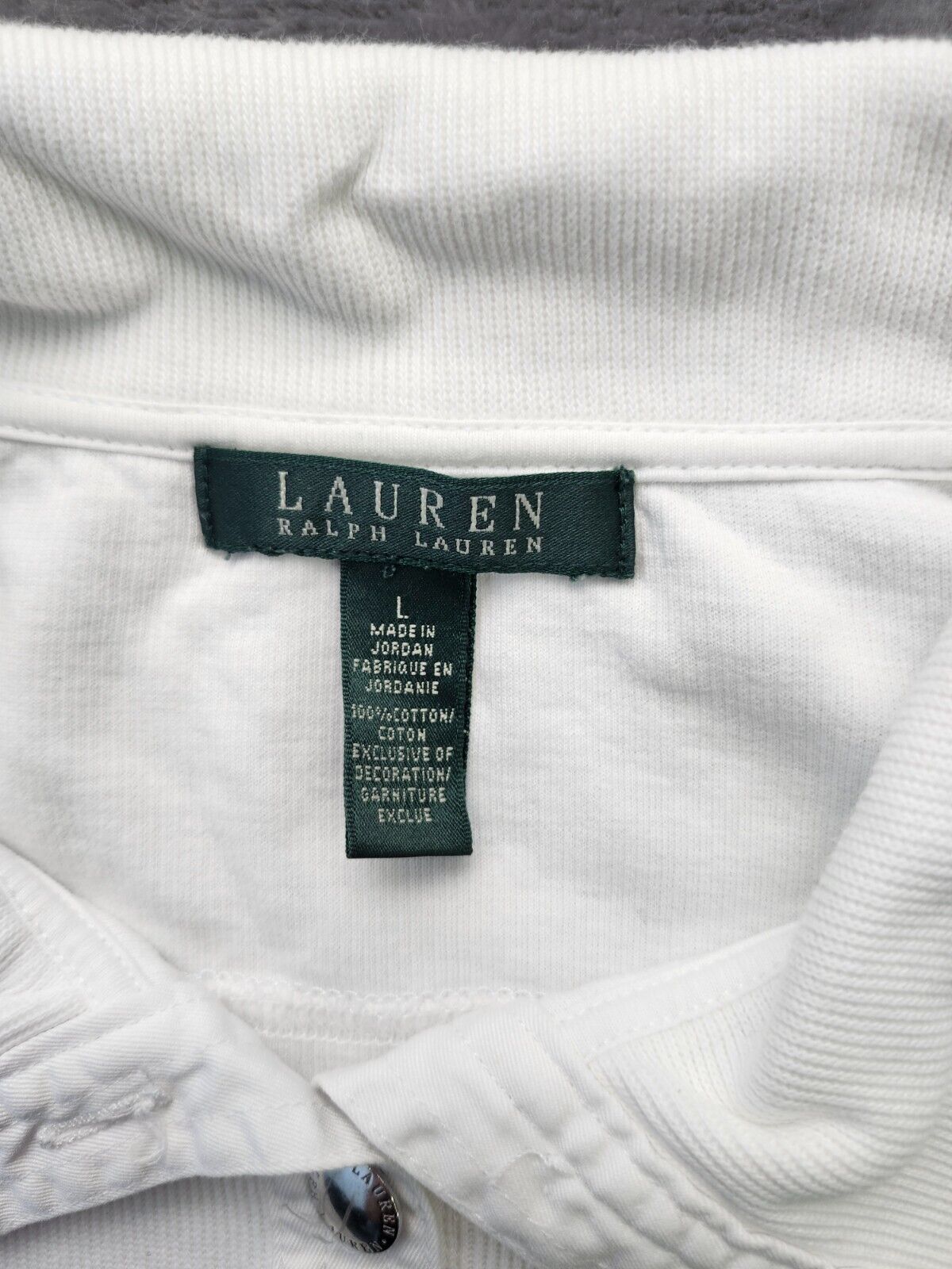 Ralph Lauren LRL Sweater Womens Size Large White Long Sleeve Button Shirt