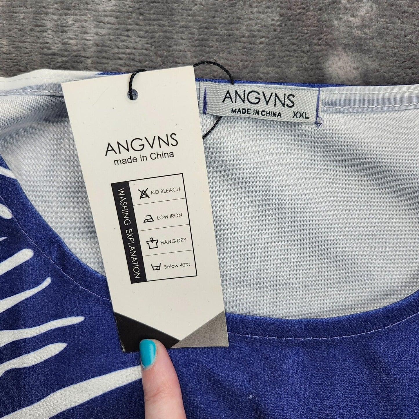 Angvns Dress Sleeveless Knee Length Stretch Blue Size XXL
