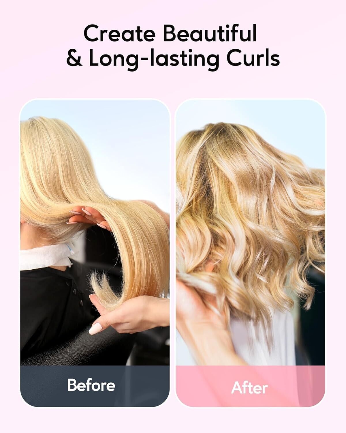 Wavytalk Rotating Curling Iron, 1 Inch Automatic Waver for Effortless Waves Pink
