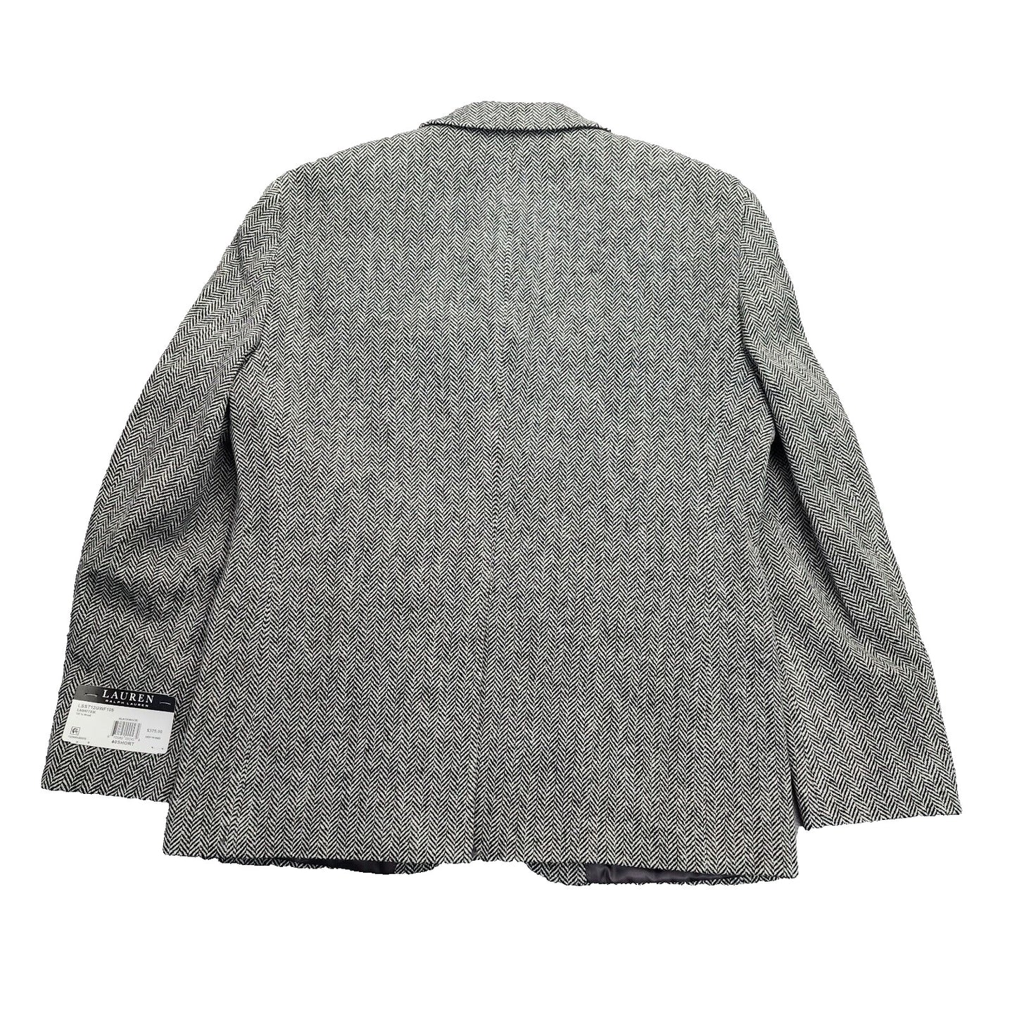 Lauren Ralph Lauren Classic-Fit Wool Suit Jacket Black/White Herringbone 40S NWT