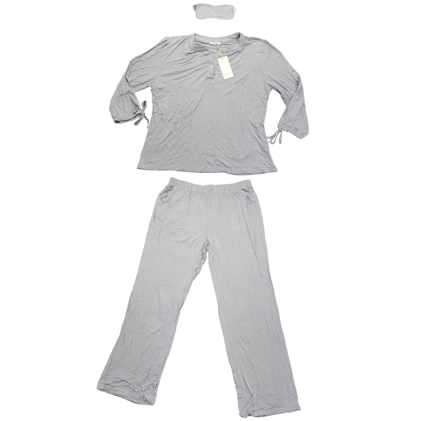 Ekouaer Womens gray pajama set with Top, lounge pants, and sleep mask XL