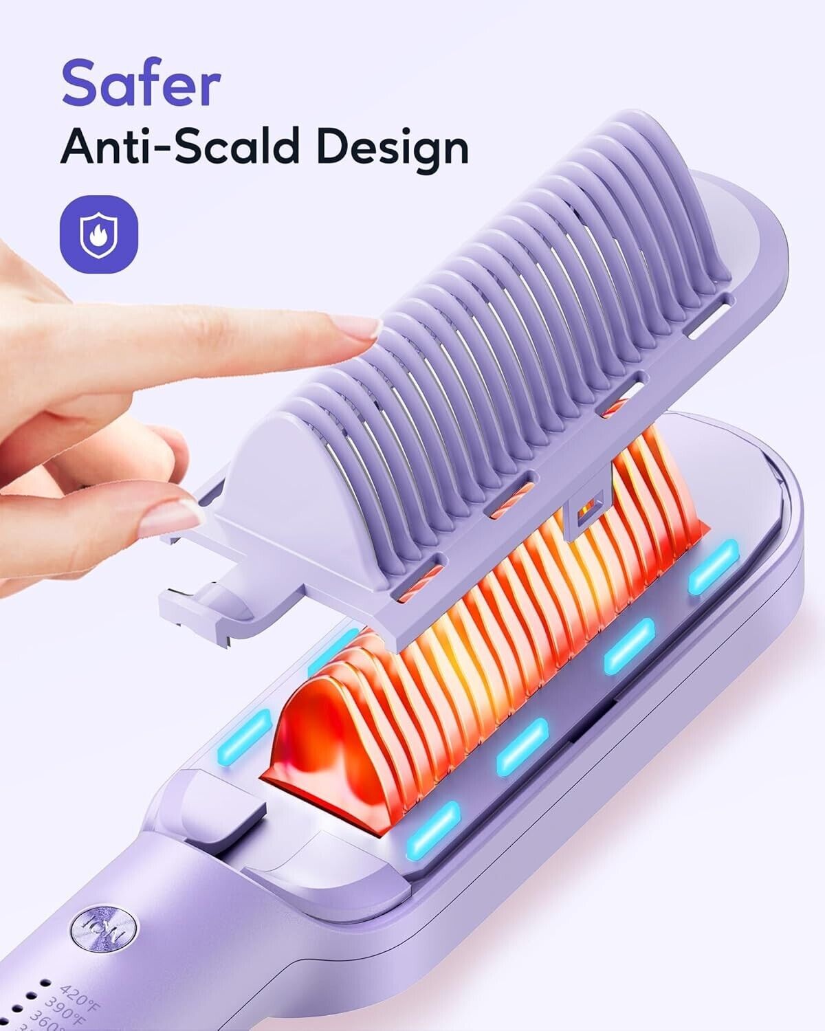 Wavytalk Professional Salon Hair Straightener Brush Model 375 Purple