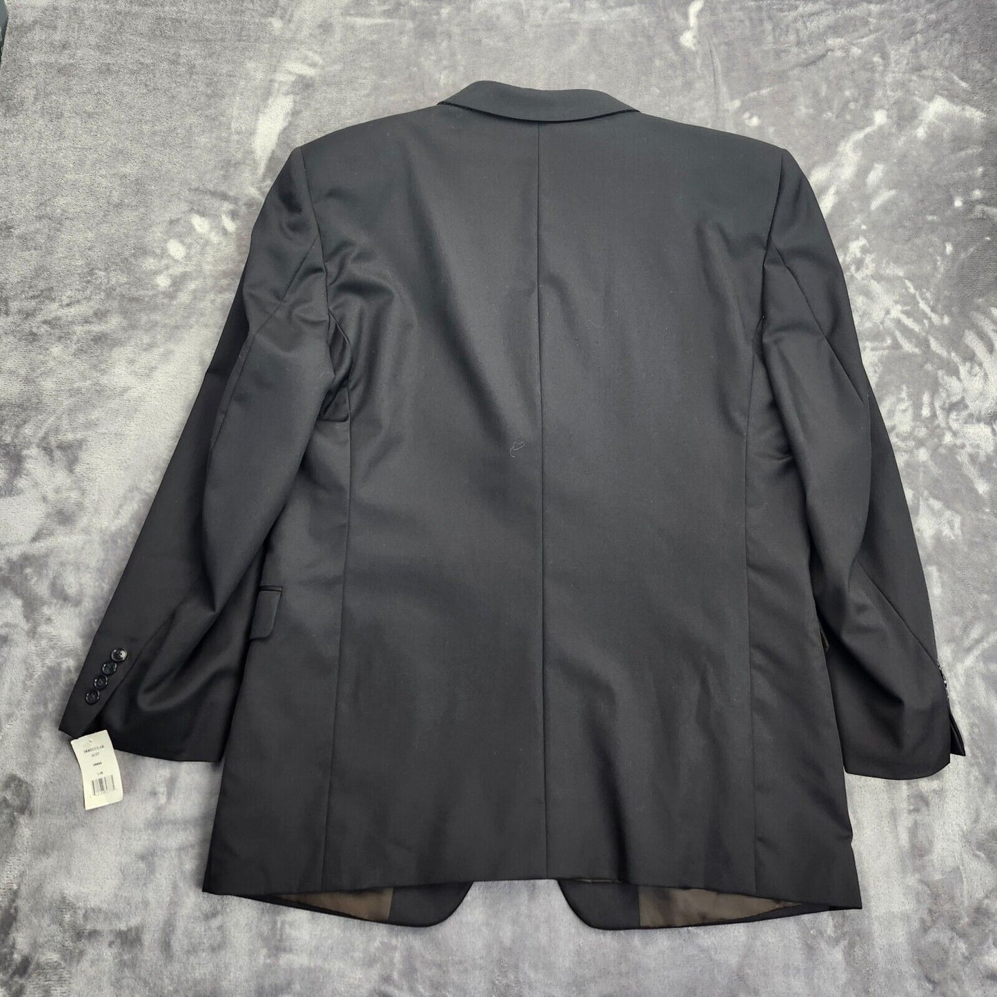 Men's 100% Wool Black Suit Set Notch Lapel Jacket Size 48 Long, Pants 36w