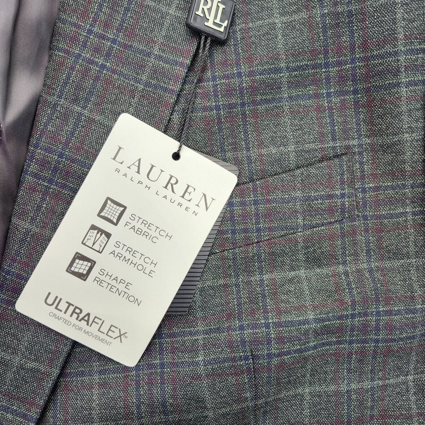 Lauren Ralph Lauren Polyester Green Plaid Suit Jacket Blazer 46L NWT