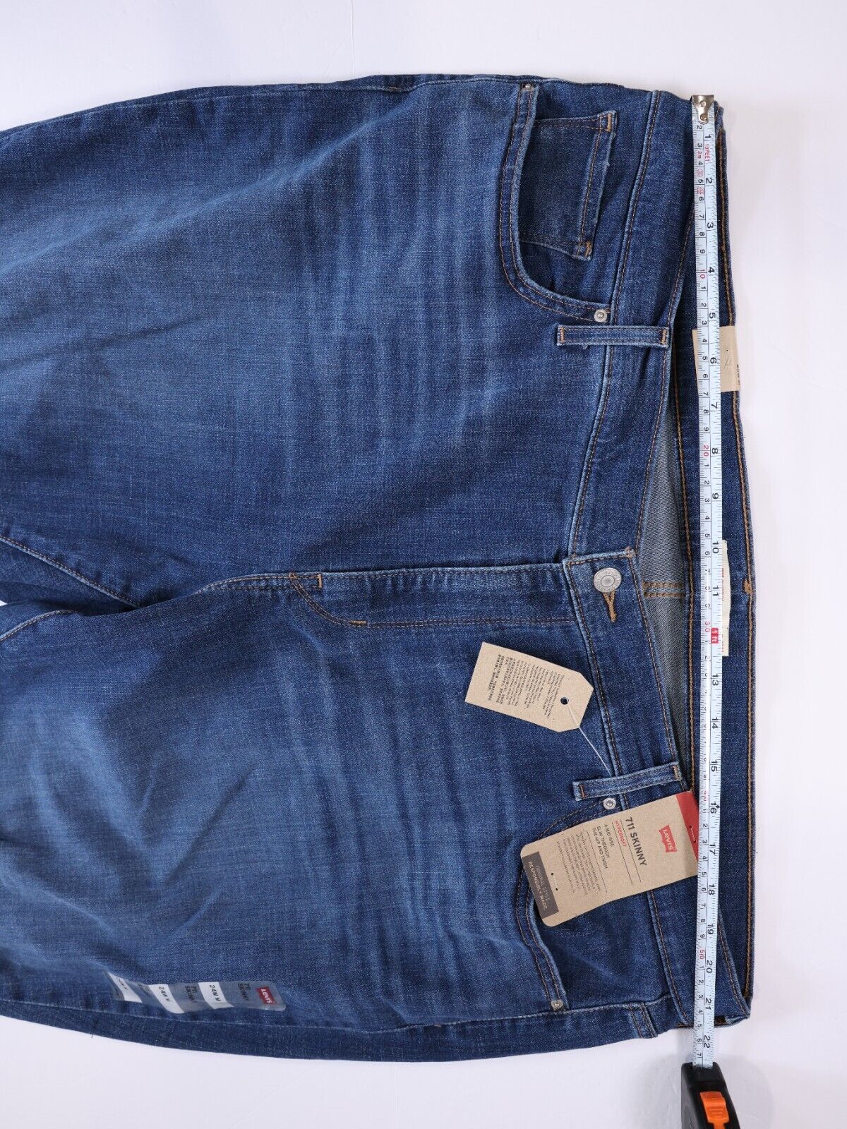 LEVIS 711 Womens PLUS Blue Distressed Skinny JEANS 24W NWT
