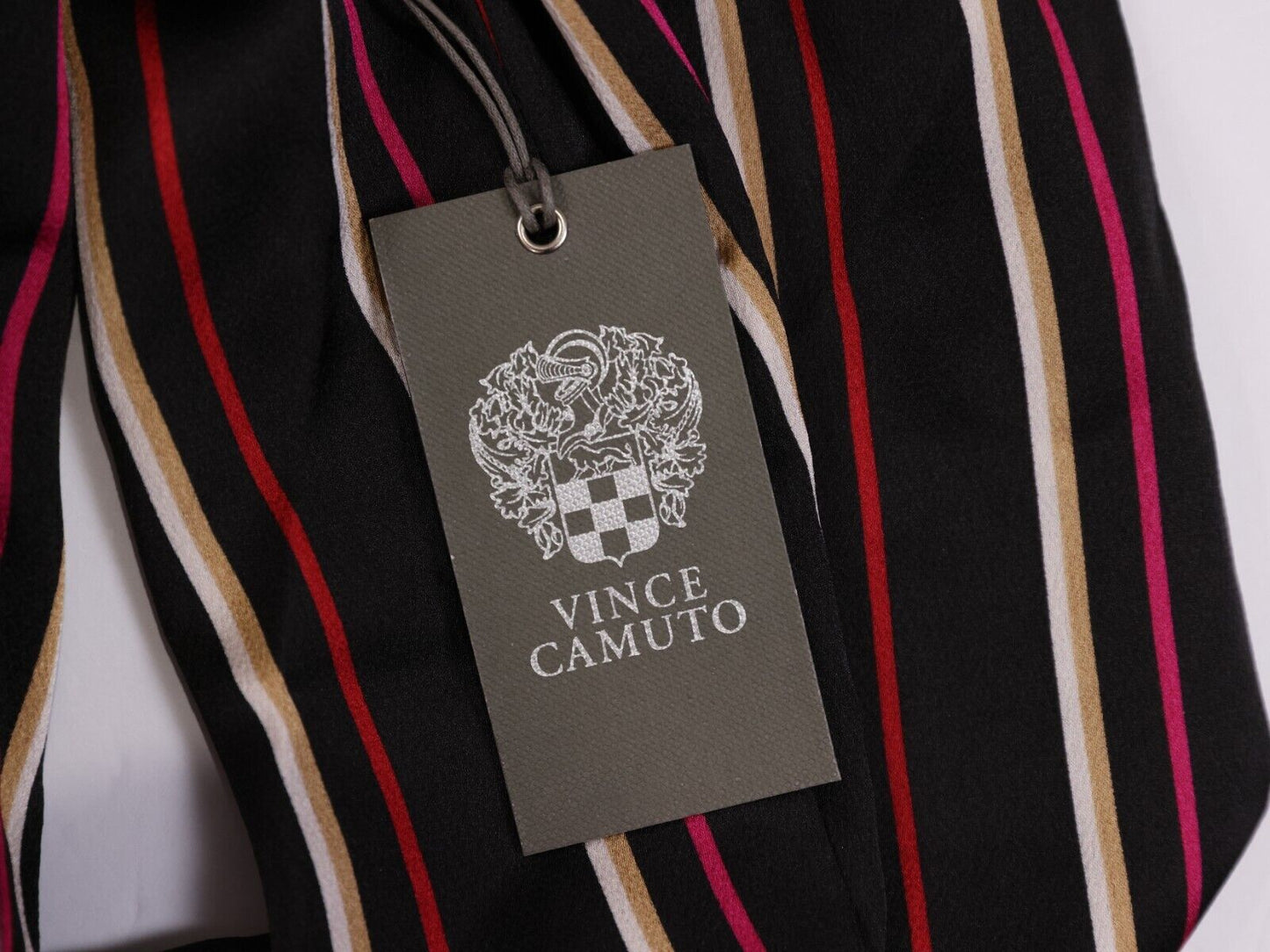 Vin Camuto Womens Black Red and Gold Blouse Holiday Hues Size L