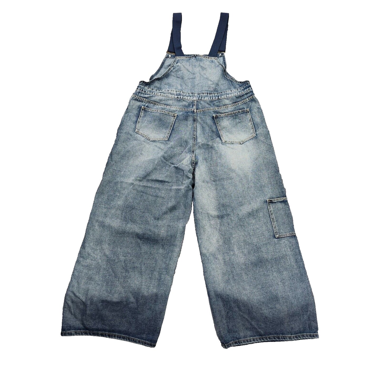 CIDER Womens Blue Denim Buckle Wide Leg Jumpsuit size XL