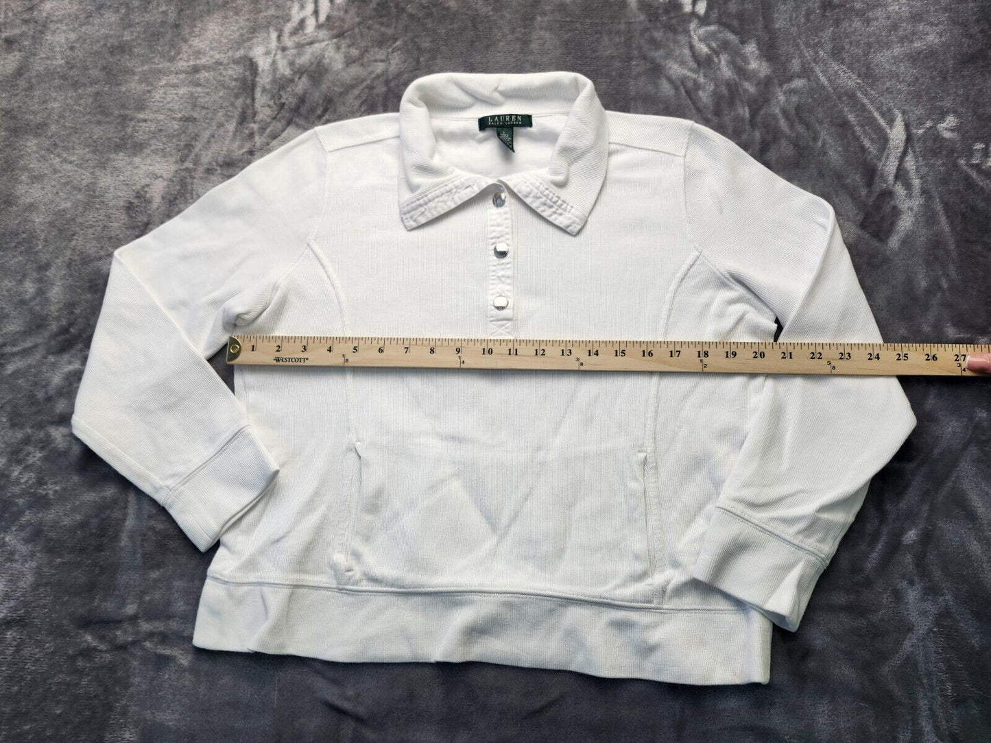 Ralph Lauren LRL Sweater Womens Size Large White Long Sleeve Button Shirt
