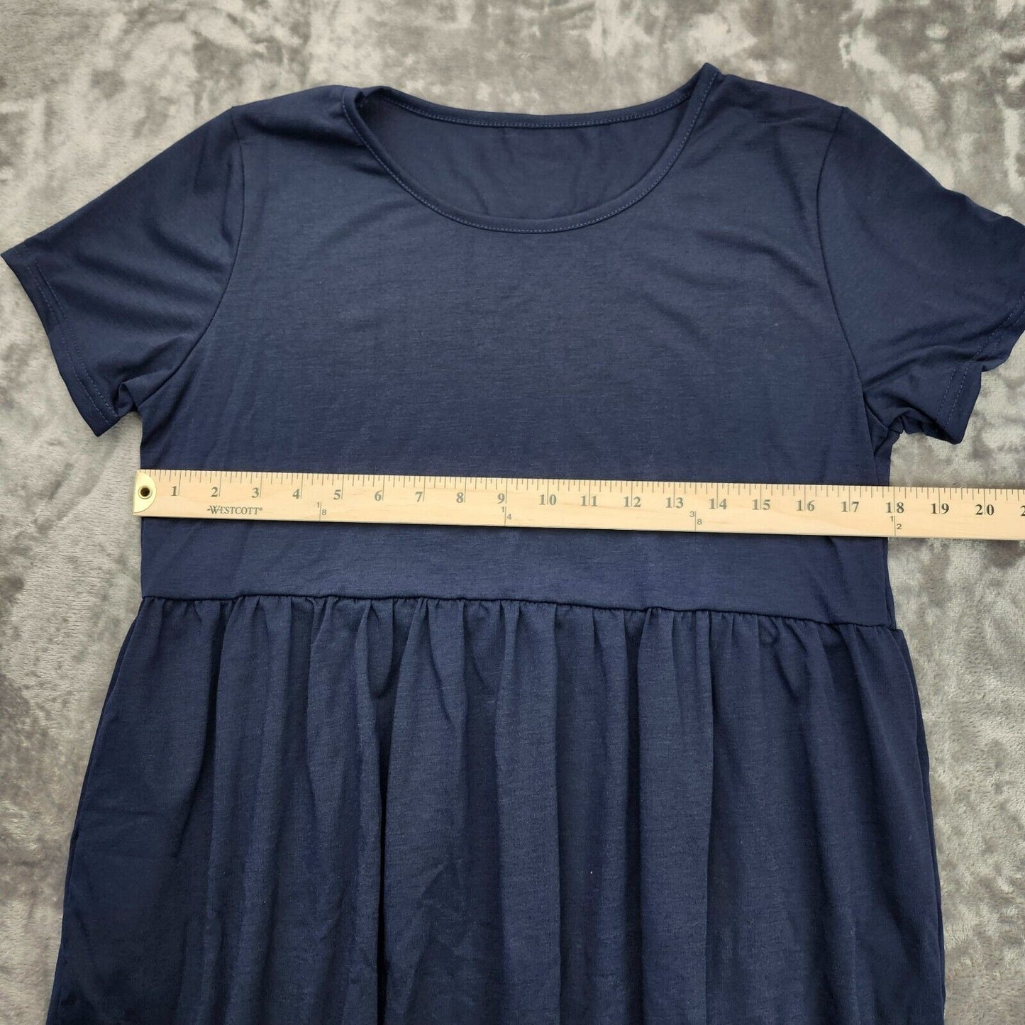 Women's Short Sleeve Babydoll Dress Navy Size XL