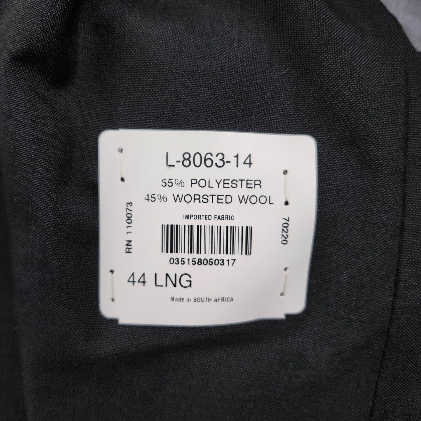NWT Wall Street Mens Blazer Black 44 Long Polyester/Wool Blend