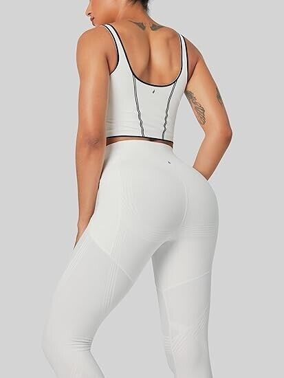 Fanka Body Sculpt Double Coverage Leggings Compression with Pockets SM White