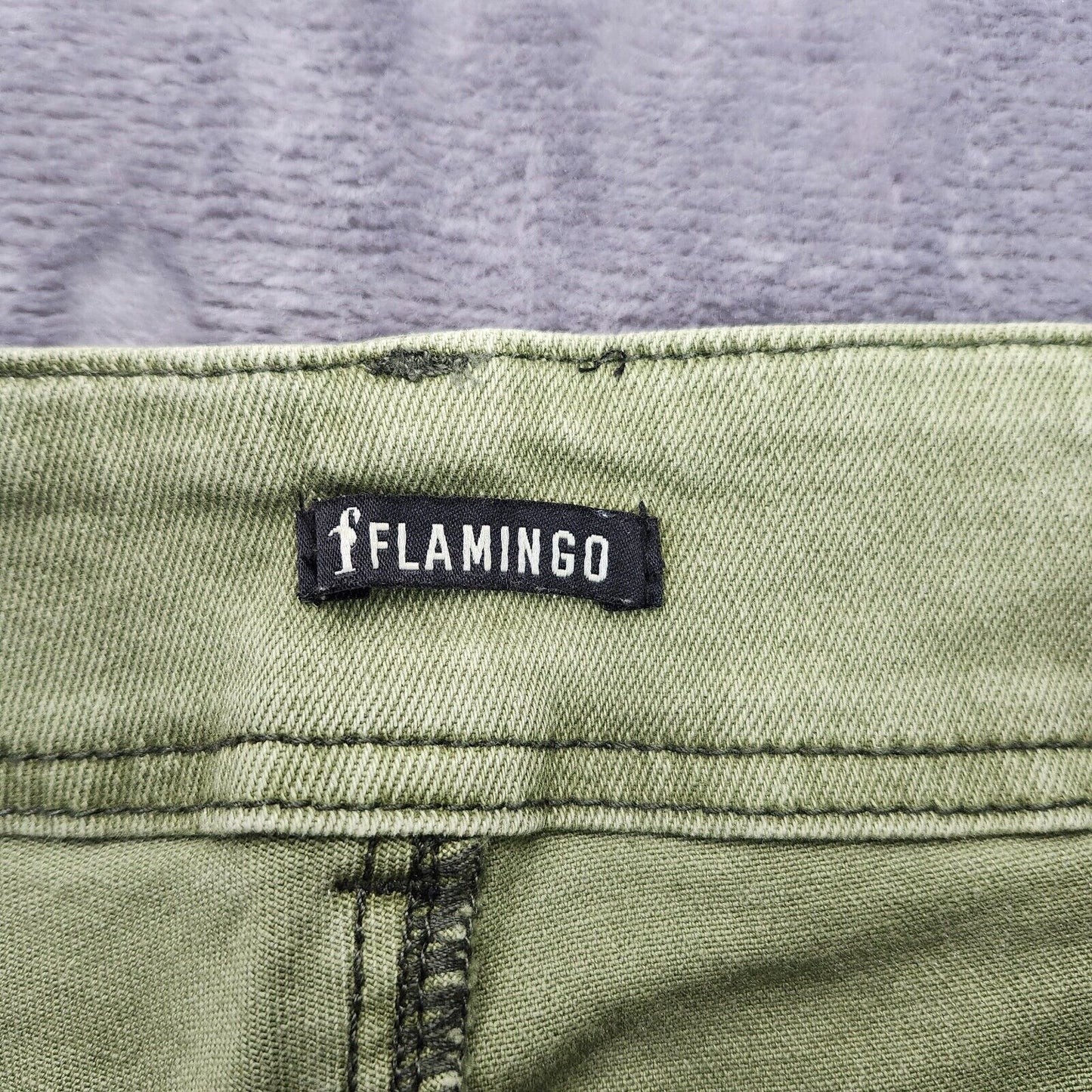 Flamingals Women's High Waisted Flared Leg Green Jeans Size Small