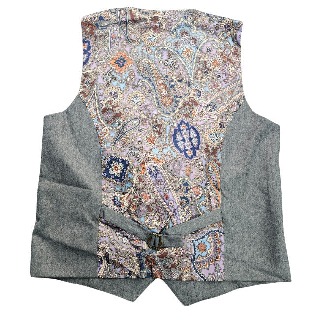 TAYION By Montee Holland Mens Gray Wool Blend Paisley Vest Pike Stitching Med