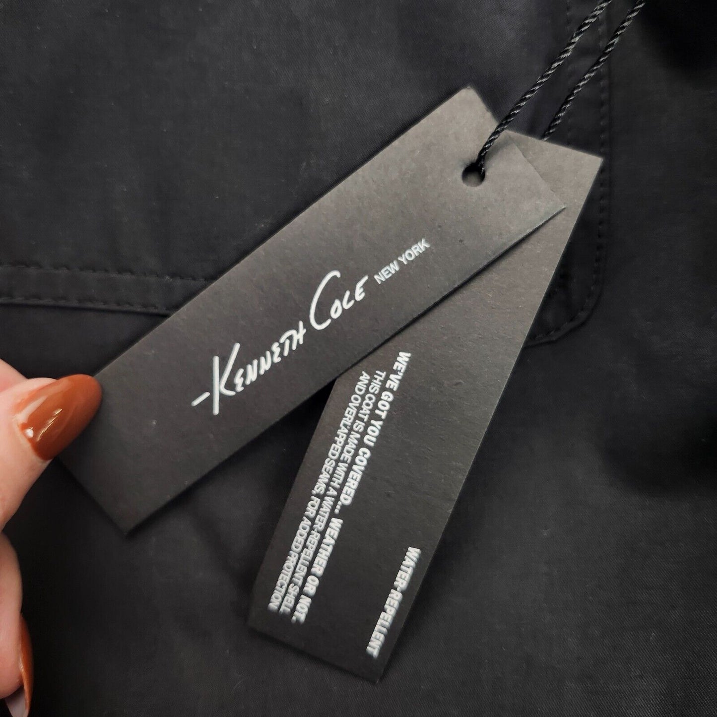 NWT Kenneth Cole NY Mens Rain Jacket Trench Coat Rado Black size 42 Regular