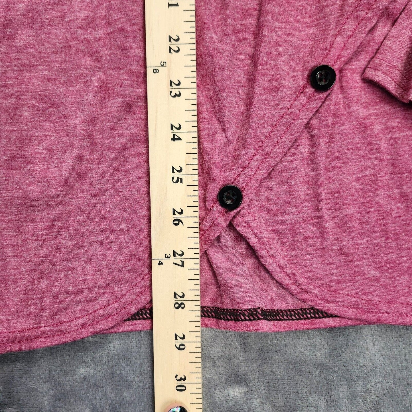 Womens 1/4 Zip Long Sleeve Shirt with buttons Pink Size 2XL