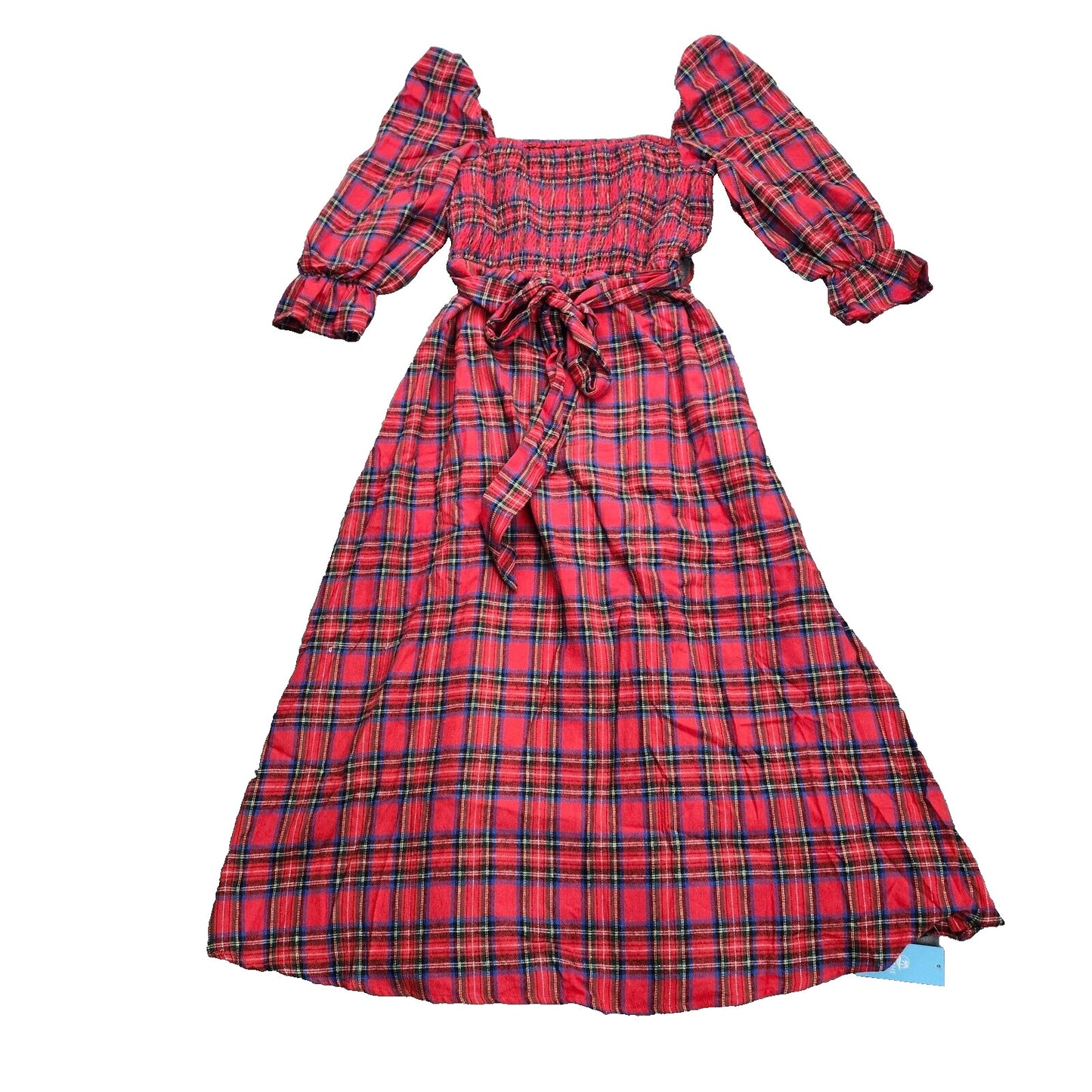 CUPSHE NWT Abigai Belted Tartan Plaid Maxi Christmas Dress Size M