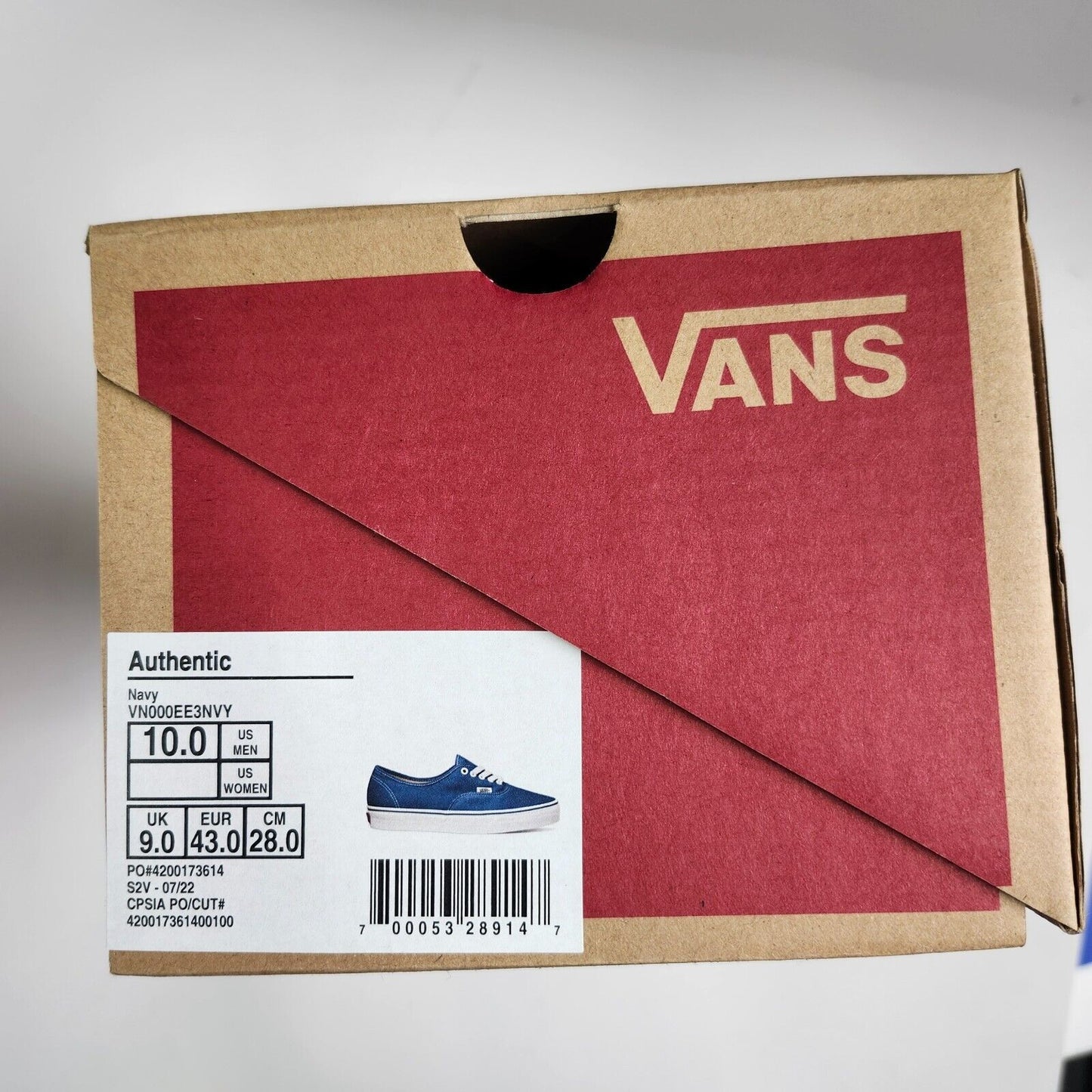 VANS MEN'S AUTHENTIC CANVAS NAVY VN000EE3NVY Size 10