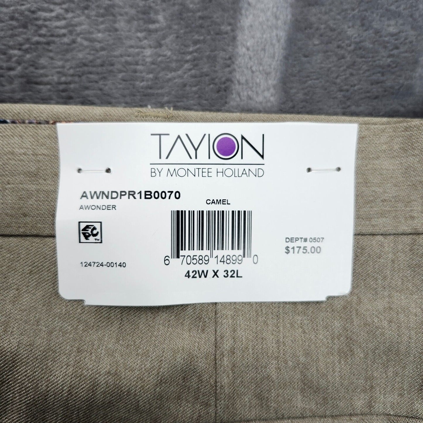 Tayion By Montee Holland Mens Classic-Fit Wool-Blend Dress Pants 42W x 32L