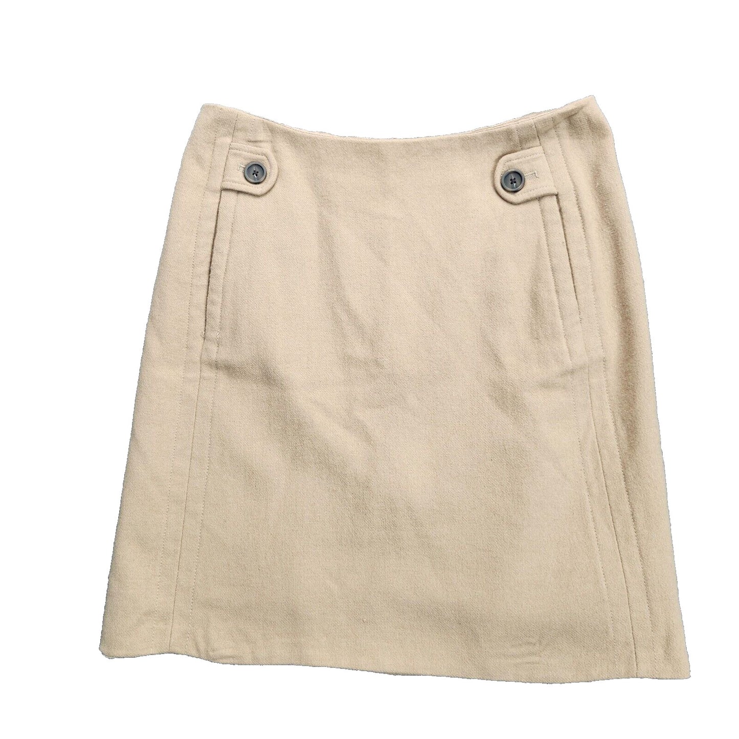 Banana Republic Womens Skirt sz 2 Beige A Line Pleated Pockets Wool Blend Button