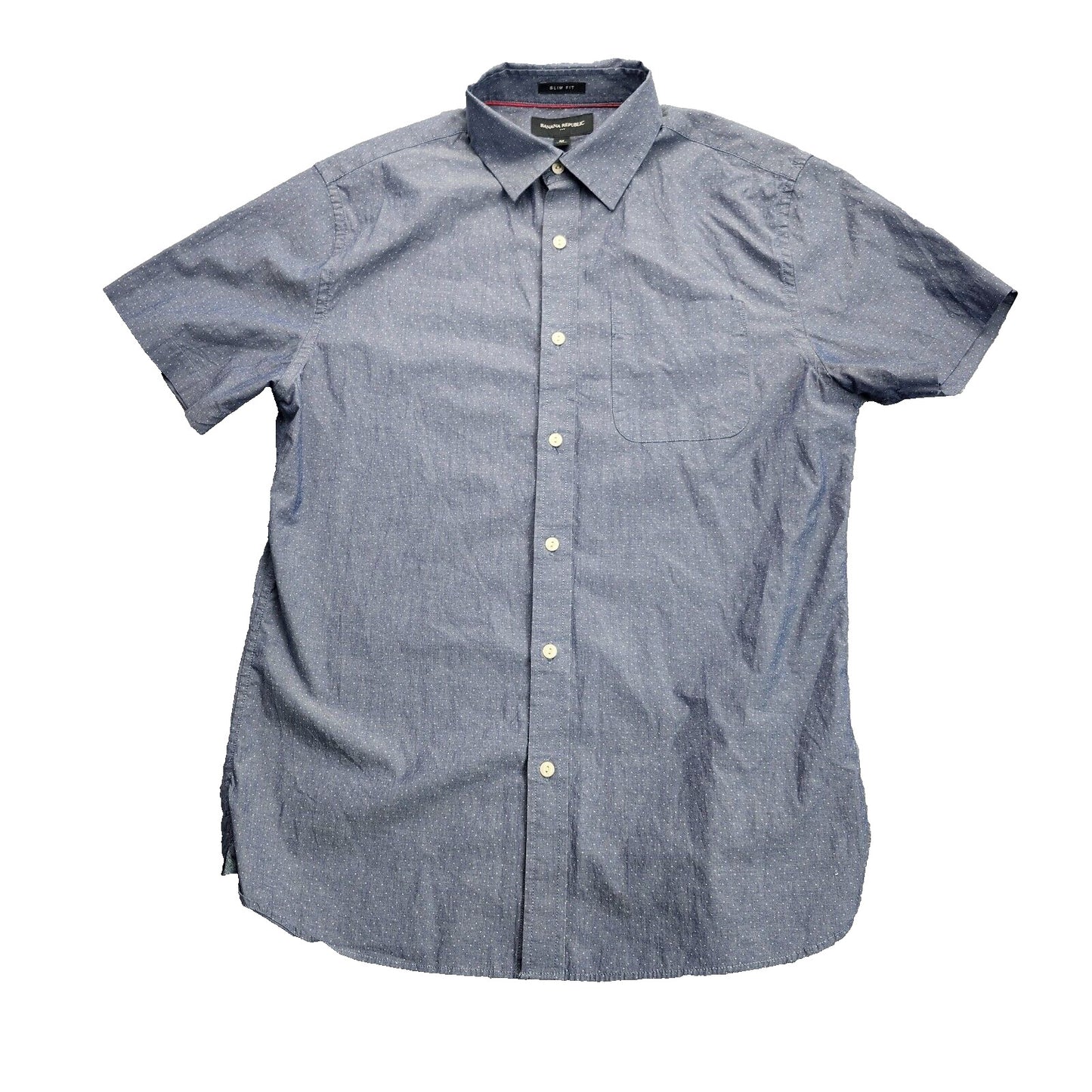Banana Republic Short Sleeve Slim Fit Cotton Solid Casual Button-Down Shirt Med