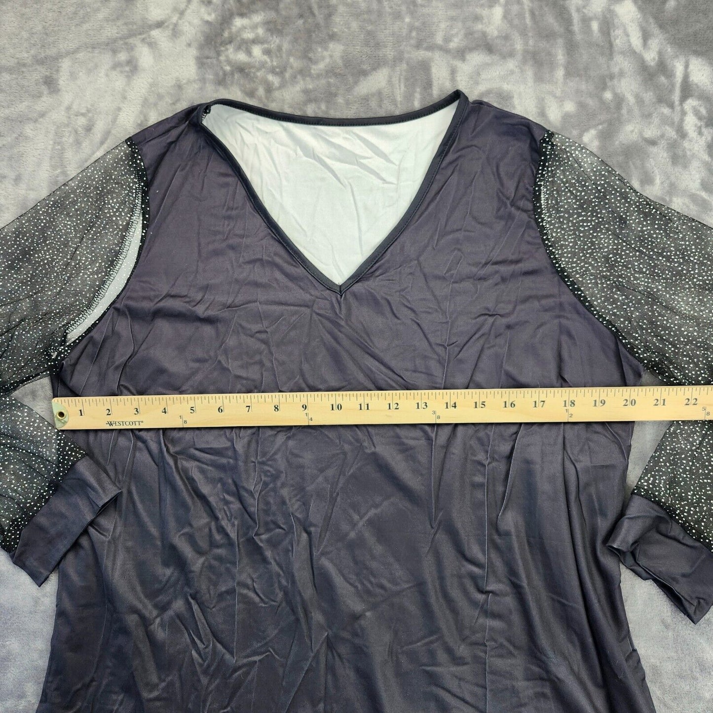 luhan Women's Mesh Sheer Long Sleeve Tops Blouses V Neck Mesh M