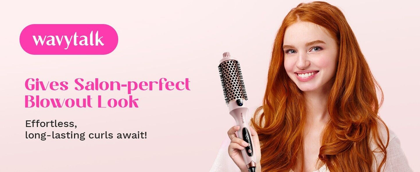Wavytalk Thermal Brush, 1.5 Inch Blowout Express Ionic Heated Round Brush Pink