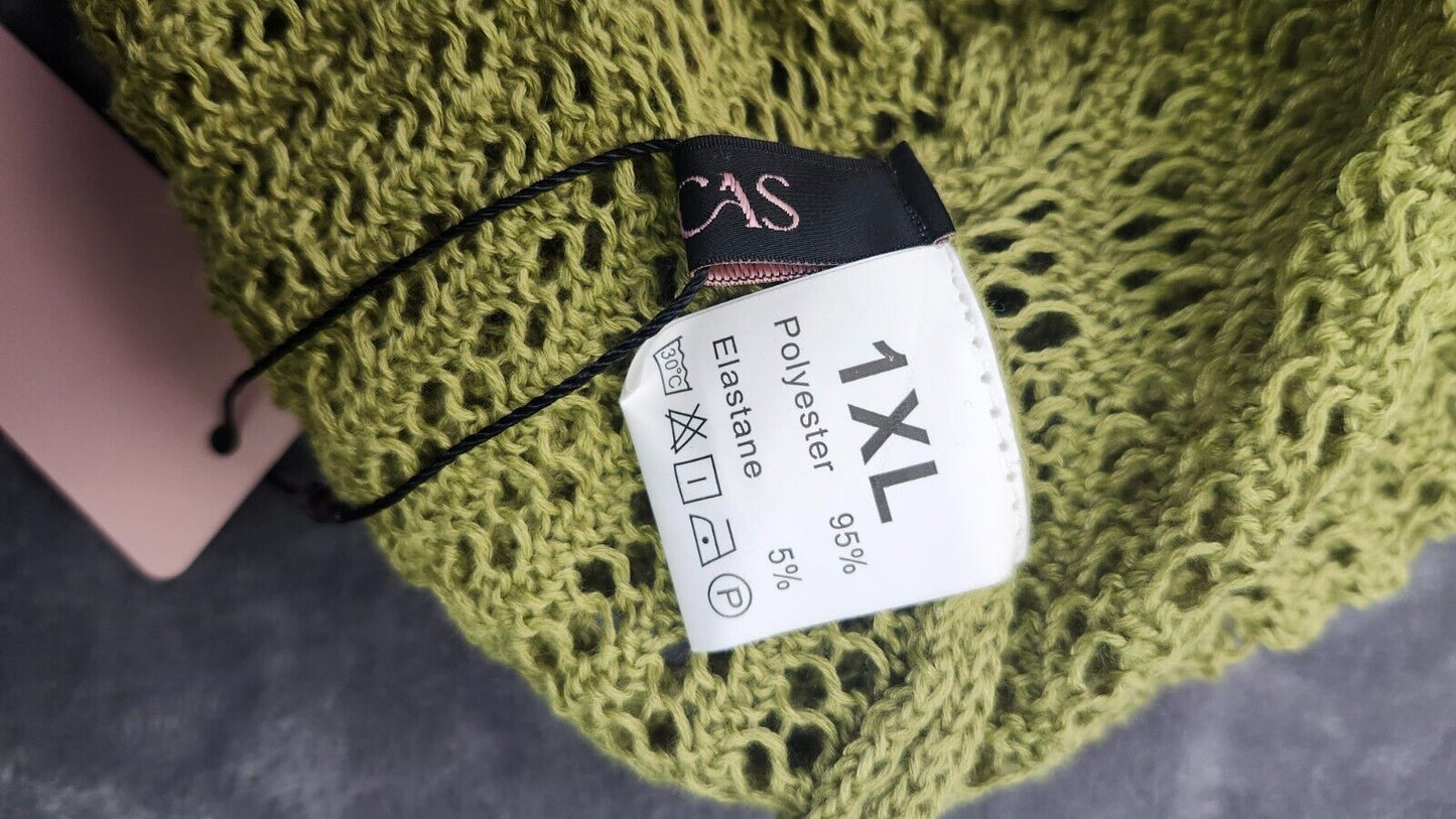 Micas Openwork Knit Mini Dress with Ruffle Hem Green size XL