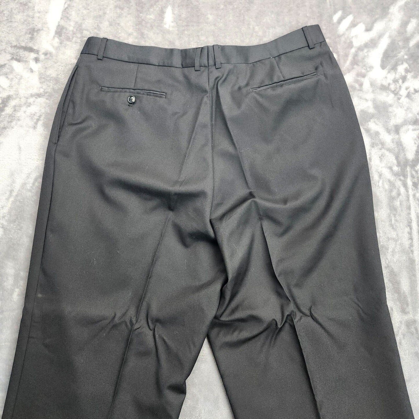 Men's 100% Wool Black Suit Set Notch Lapel Jacket Size 48 Long, Pants 36w