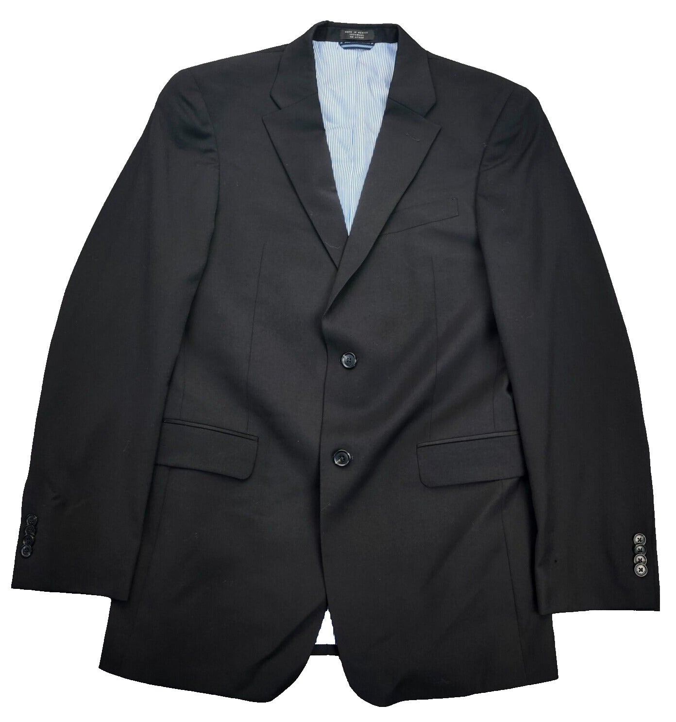 NWT Tommy Hilfiger Mens Suit Jacket 100% Wool Black Notch Lapel 38 Long