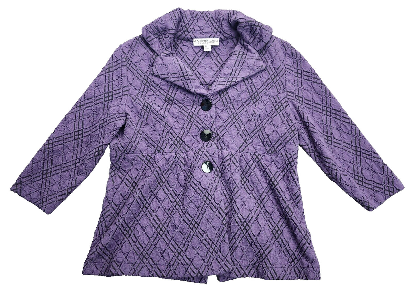 ANDRIA LIEU COLLECTION Womens Purple Button Up Coat Medium