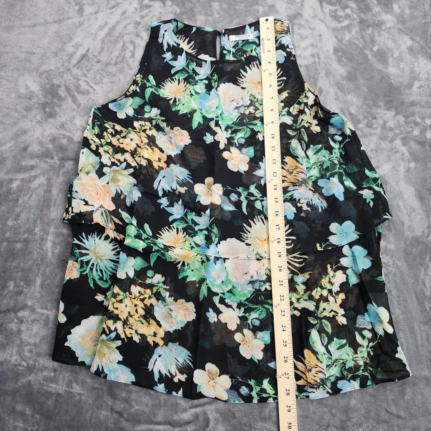 Womens Floral Tank Top 3 Tier Ruffle Blouse Size Large